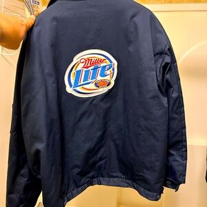 Mens 2XL Aramark Miller Lite Beer Work Coat Jacket Navy Blue uniform